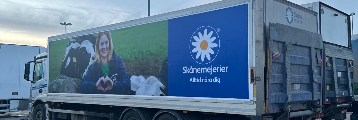 Nye Skånemejeri kampanje opsat med Flexsign dukar på 23 lastbilar