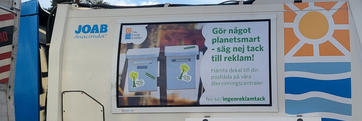Falu Energi & Vatten har fått ny kampanj på deras avfallsbilar med Flexsign