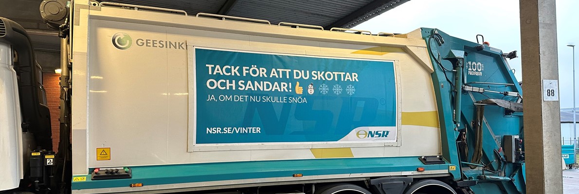 NSR i Helsingborg säger tack för du skottar og sander på 53 sopbilar med Flexsign reklamlösning