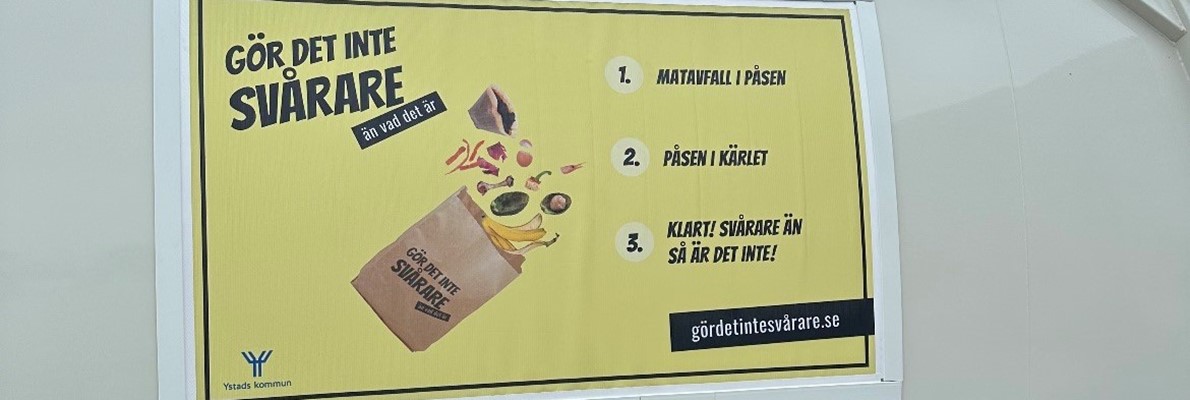 Avfall Sverige kampanje på 6 avfallsbilar hos Ystad kommun opsat med Flexsign reklam